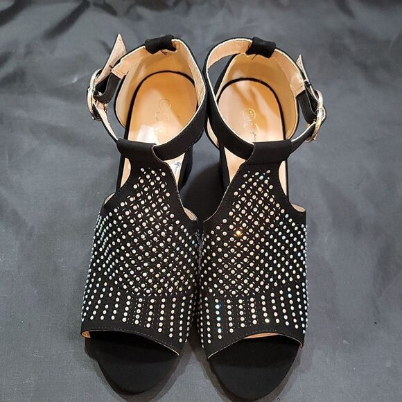 BRAND NEW FOREVER T-STRAP SHINY STUDDED EMBELLISHMENTS  OPEN TOE BOOTIE - Picture 3 of 16